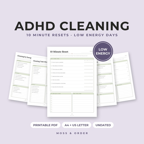 ADHD friendly cleaning checklist printable