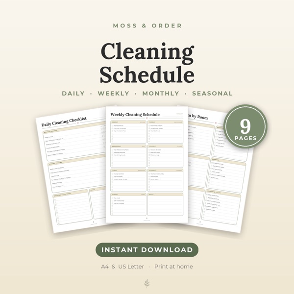Printable cleaning schedule